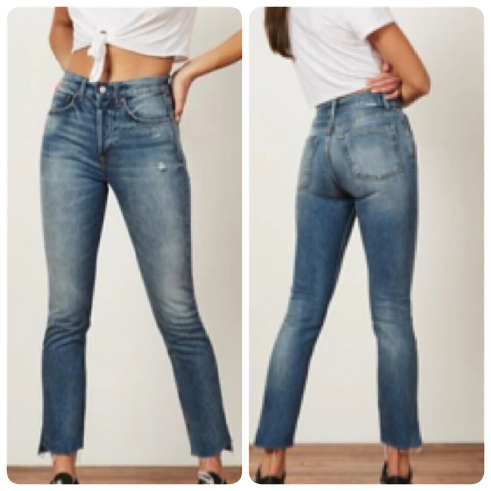 Boyish Womens Denim Billy High Rise Rigid Skinny Jeans Sz 22 Blue